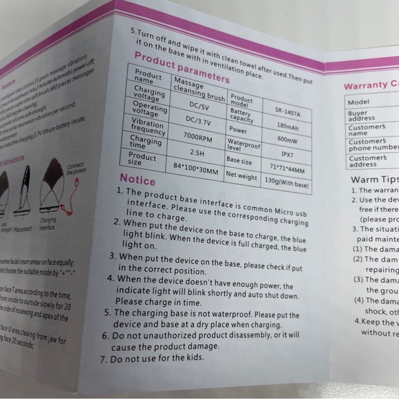 Massage facial instrument Wireless Recharging BORN FOR BEAUTY PINK color - Picture 5 of 16